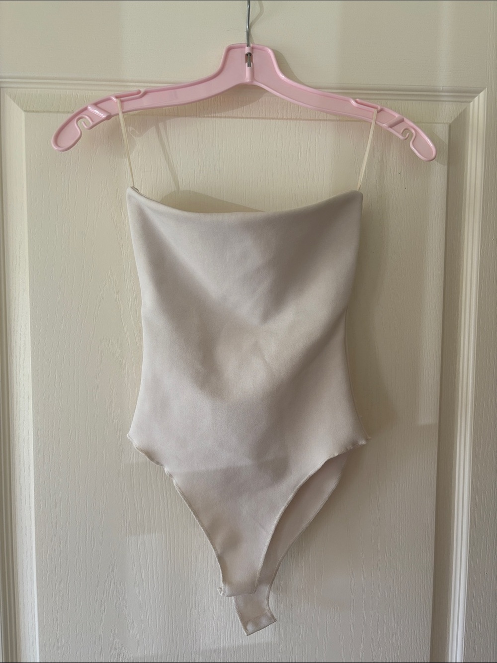 Zara Cream Strapless Bodysuit with Thin Spaghetti Straps